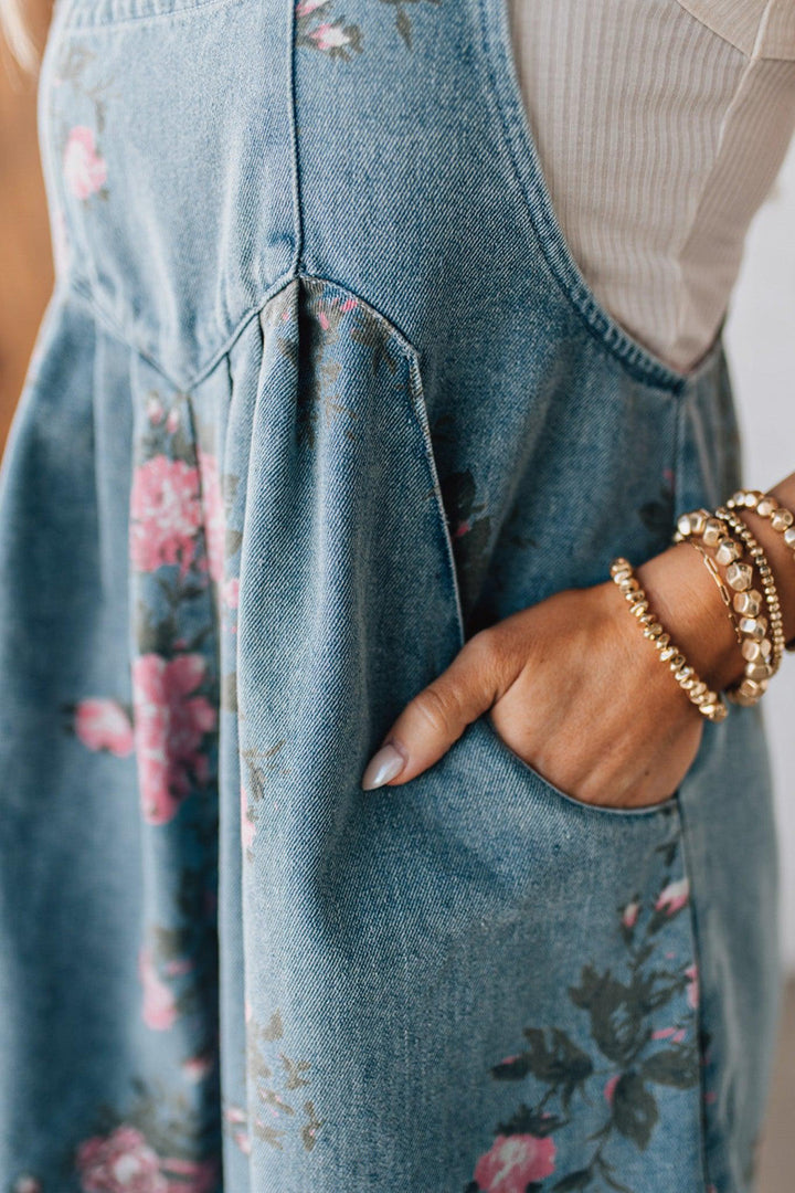 Katien - Mono de Denim con Estampado Floral