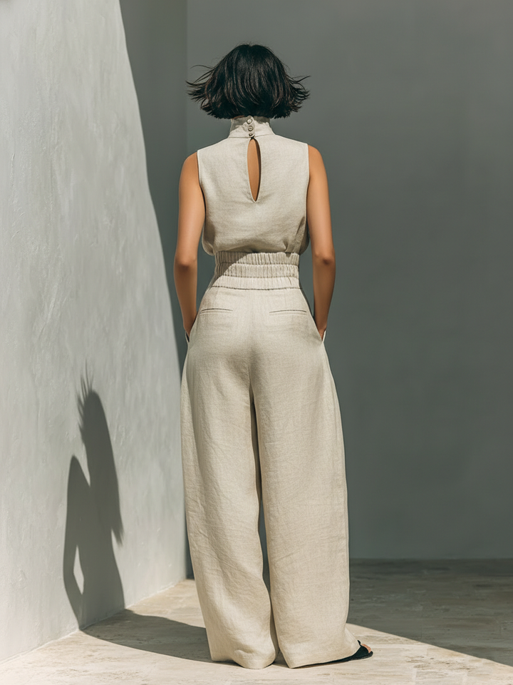Vlatka - Conjunto De Blusa Sin Mangas y Pantalones De Pierna Ancha