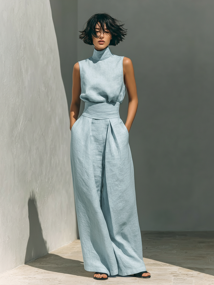 Vlatka - Conjunto De Blusa Sin Mangas y Pantalones De Pierna Ancha