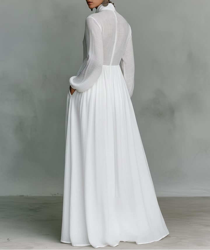 Sheilan - Elegante Vestido Largo Con Botones