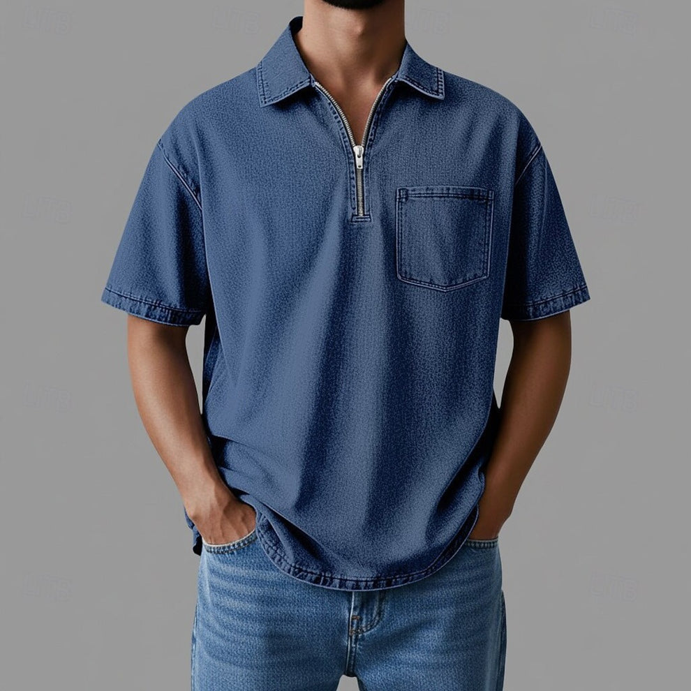 Alhan - Camisa Con Cremallera DenimCore