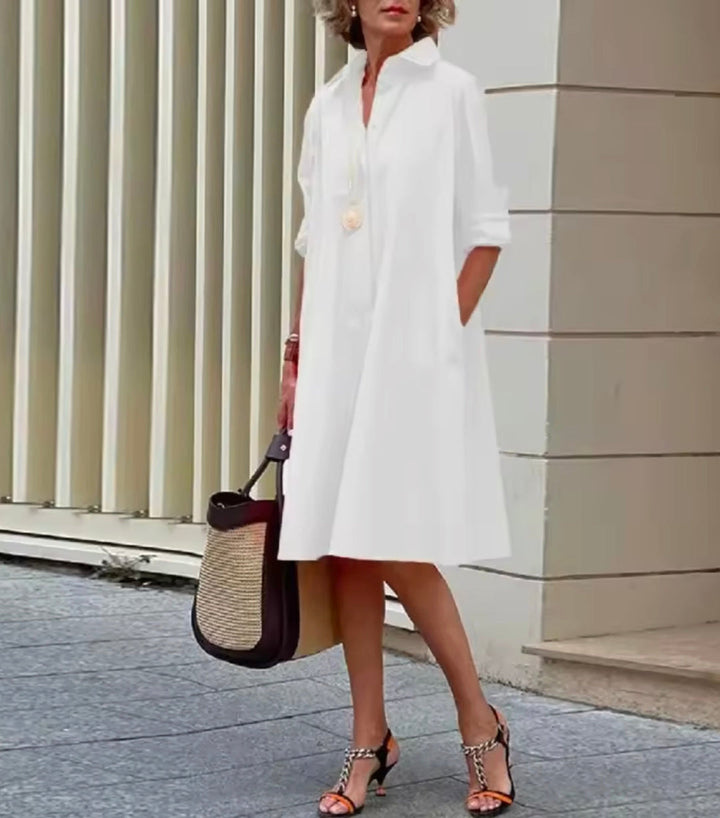 Kahleah  - Elegante Vestido Camisero Con Bolsillos