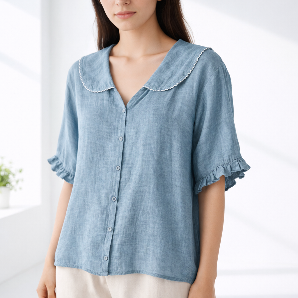 Meygan - Blusa Con Cuello Peter Pan