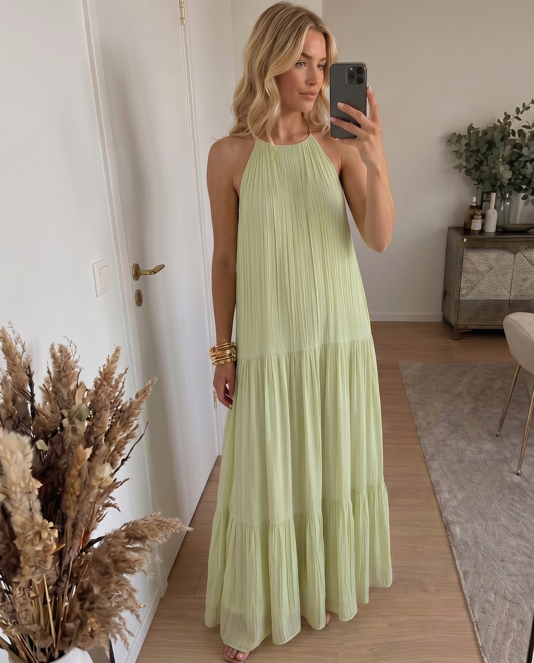 Frazier - Vestido Largo sin Mangas con Pliegues