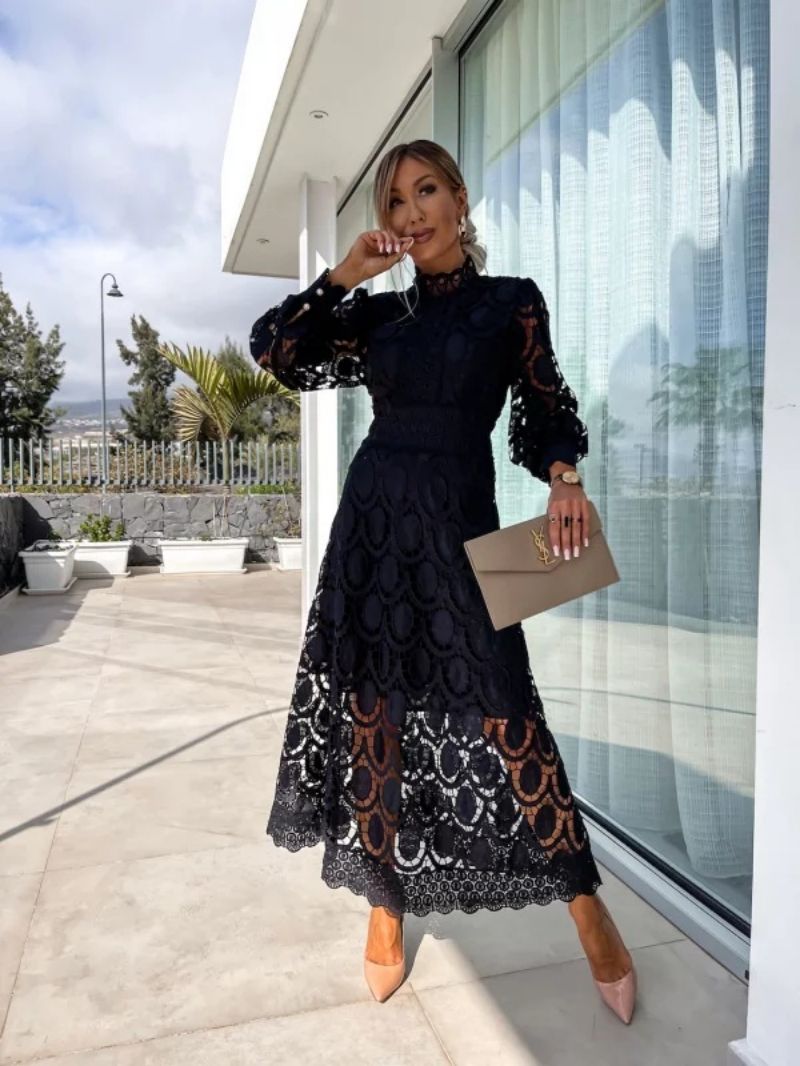 Larena - Vestido Midi De Encaje a La Moda