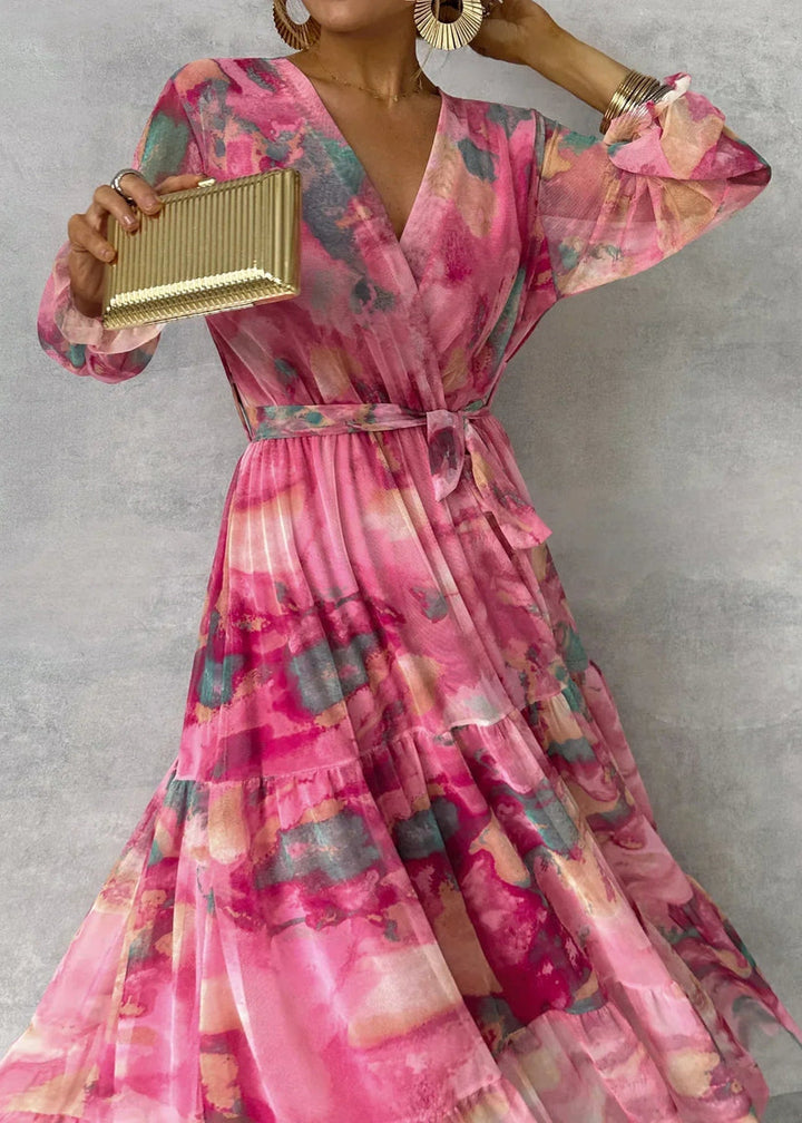 Jenina - Elegante Vestido Cruzado Con Estampado Floral