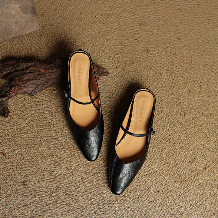 Senadhi - Zapatos Tipo Mules de Cuero Auténtico