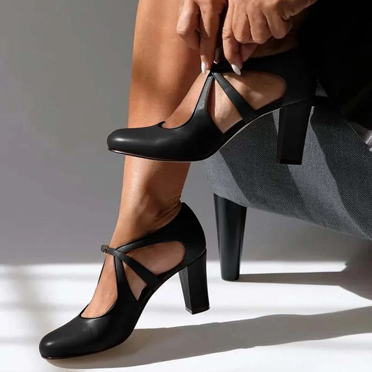 Kitiya - Zapatos de Tacón Grueso Con Tiras en T Clásicos