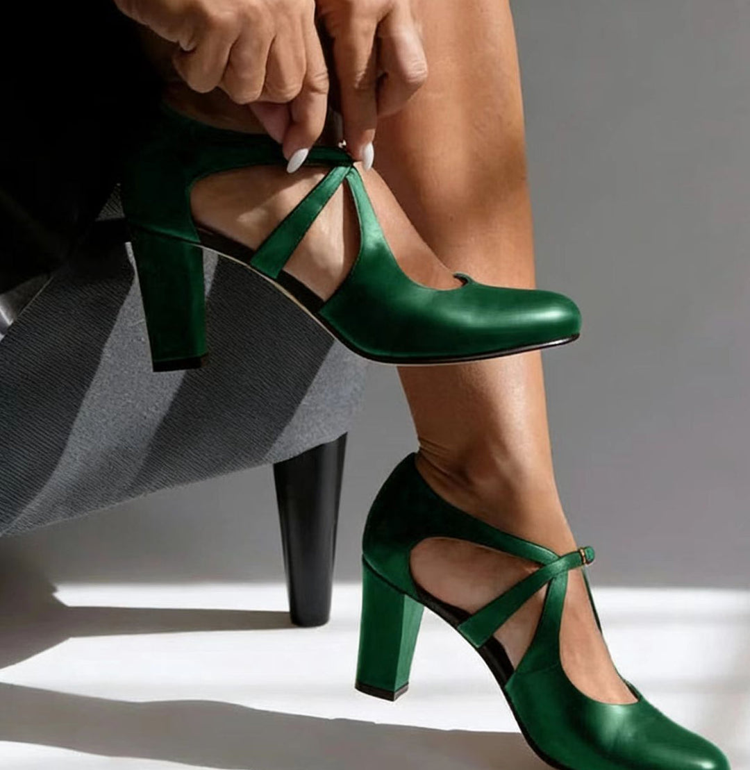 Kitiya - Zapatos de Tacón Grueso Con Tiras en T Clásicos