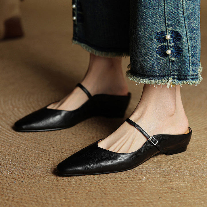 Senadhi - Zapatos Tipo Mules de Cuero Auténtico