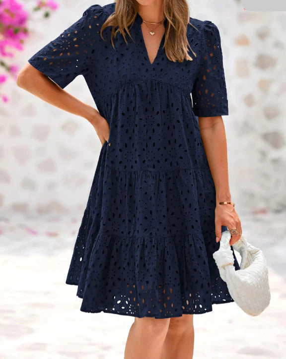Anjika - Elegante Vestido De Verano Con Volantes De Encaje