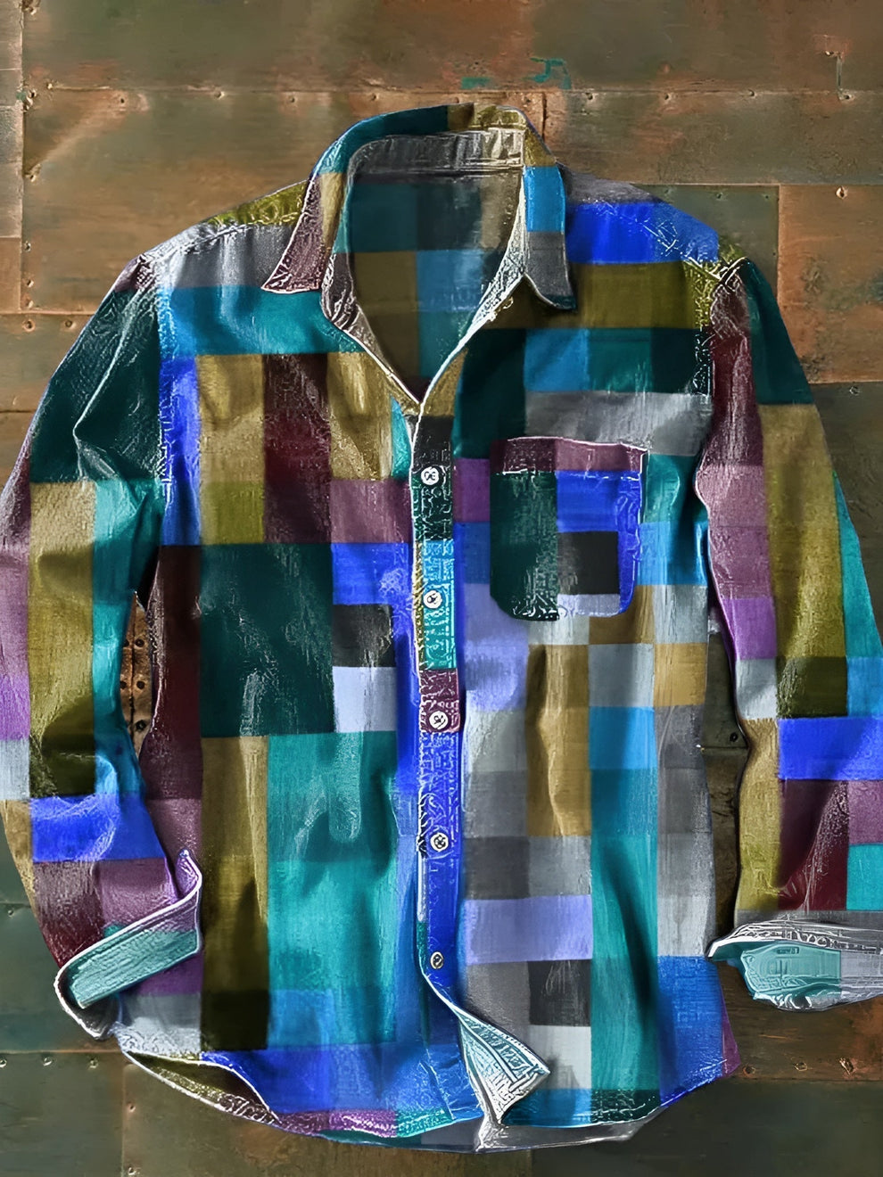 Jhoanny - Camisa De Manga Larga Con Estampado Geométrico De Retazos