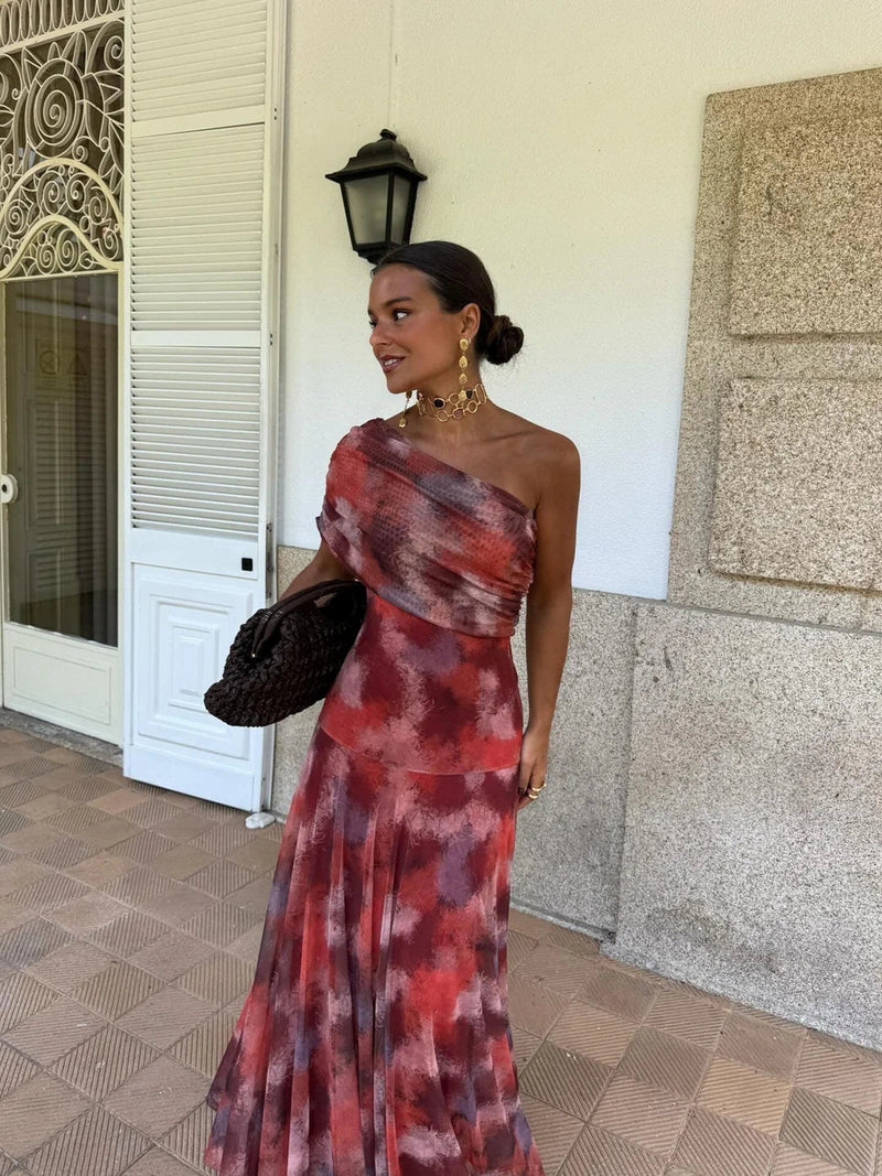 Dainia - Vestido Largo De Malla Con UnSolo Hombro