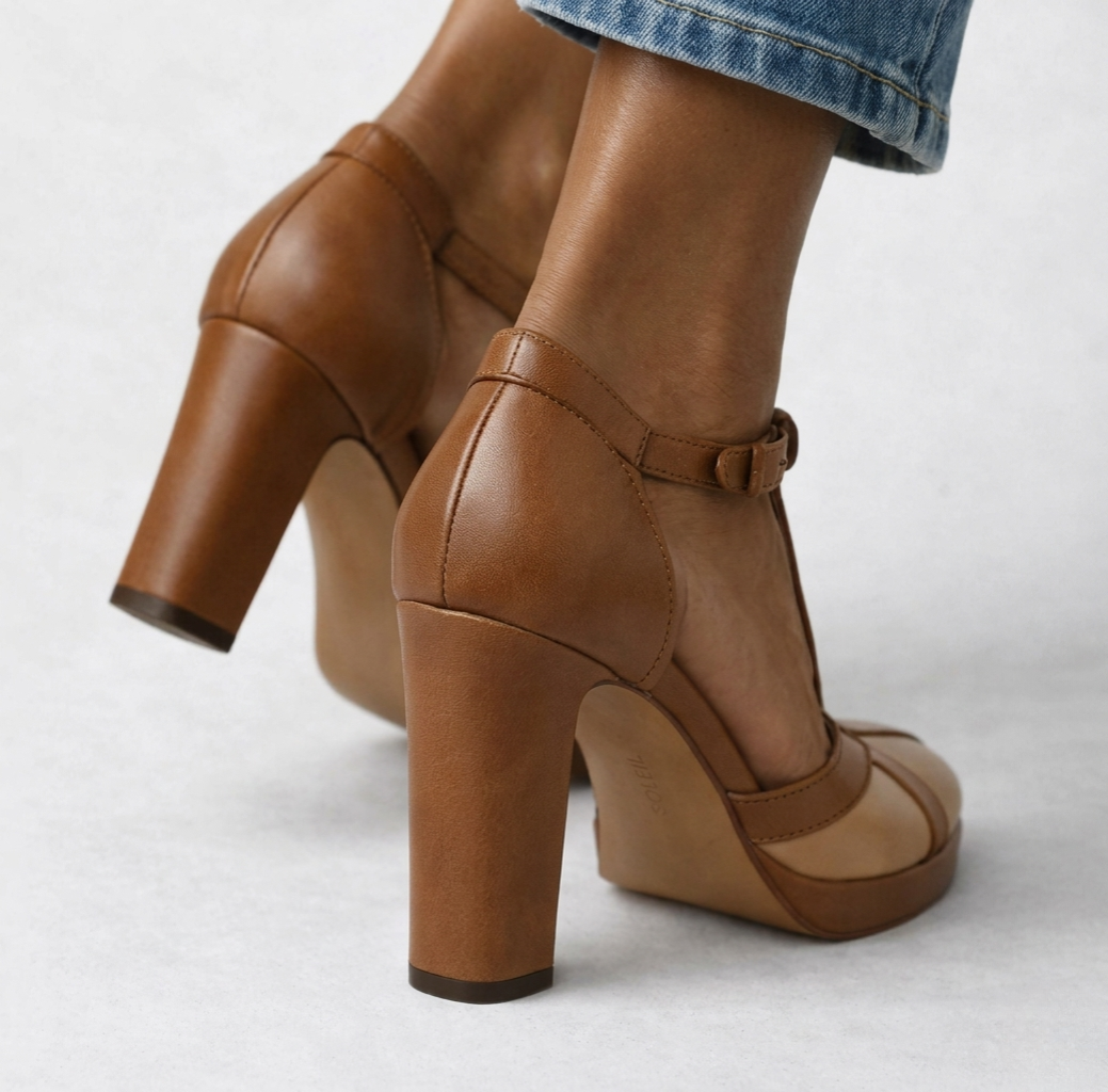Delfinna - Elegantes Zapatos De Tacón Alto Con Correa en T