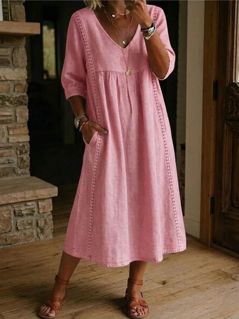 Zelmiraa - Vestido Midi Con Bolsillos Laterales