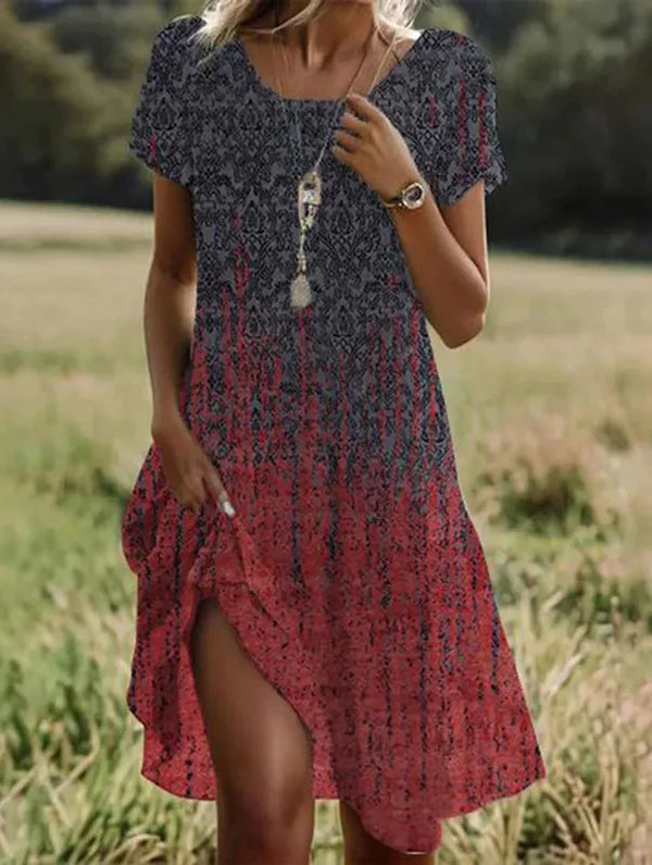 Giovana - Elegante Vestido Midi De Manga Corta