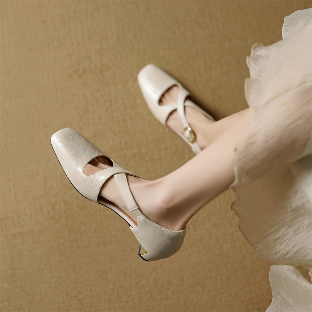 Malena - Zapatos De Cuero Con Tiras Cruzadas