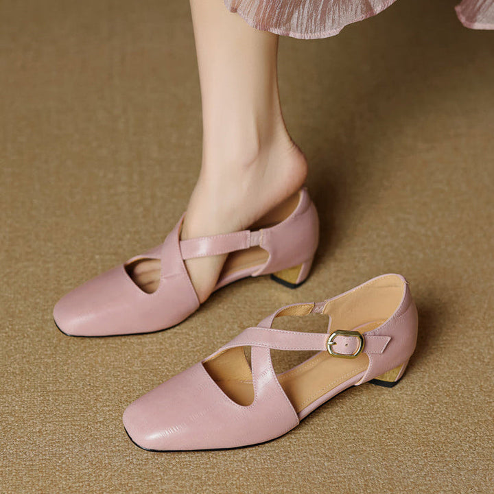 Malena - Zapatos De Cuero Con Tiras Cruzadas