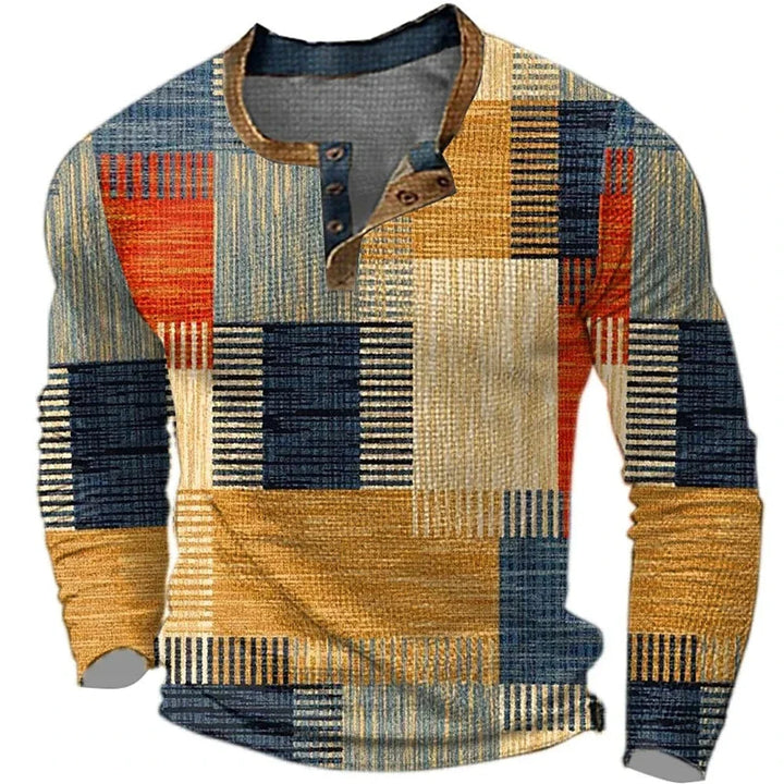 Ignazio - Camiseta Henley Con Diseño De Bloques De Color y Patchwork