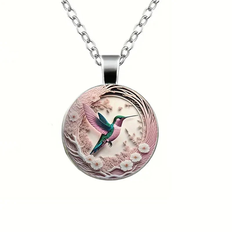 WingAura - Collar con Colgante de Cristal en forma de Colibrí