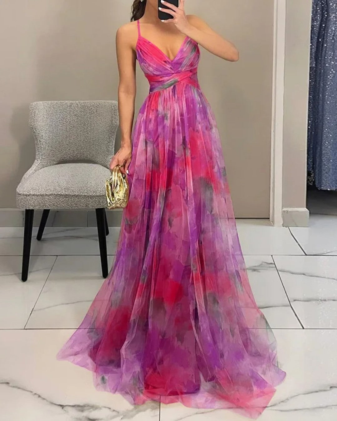 Túnica - Vestido Largo Con Estampado Floral