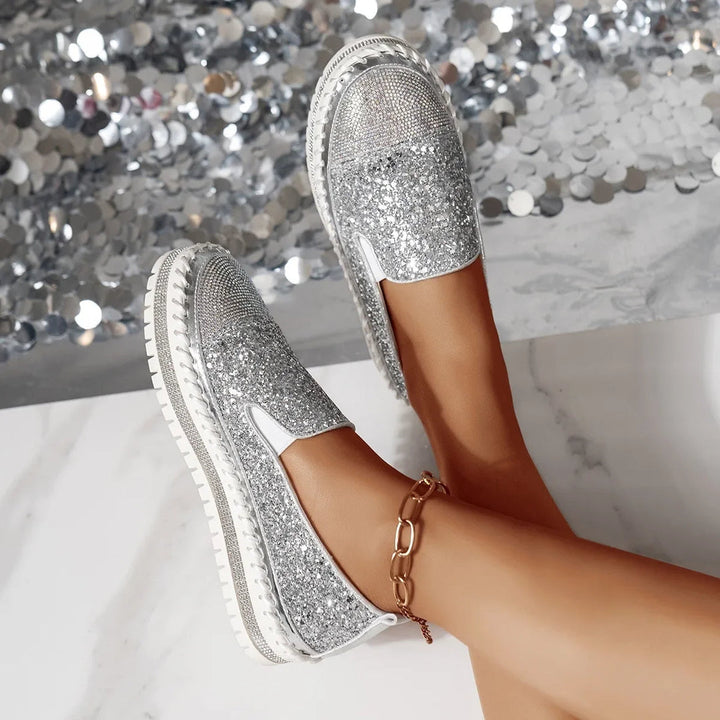 Lizka - Mocasines de Plataforma Con Purpurina y Pedrería