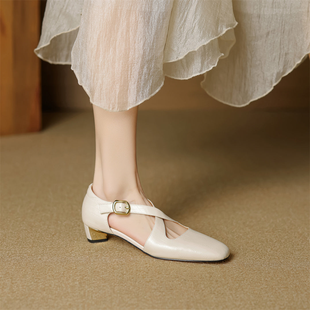 Malena - Zapatos De Cuero Con Tiras Cruzadas