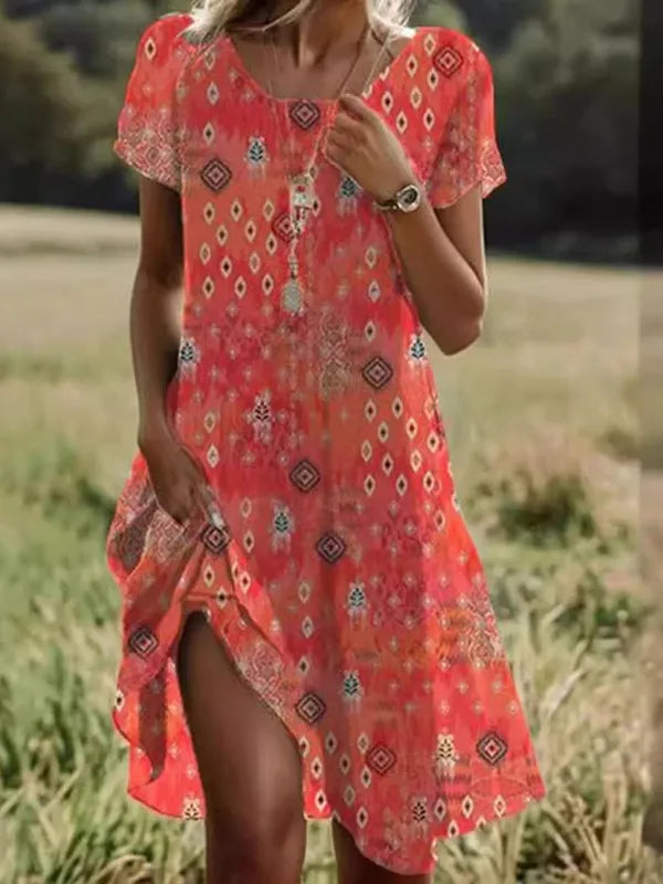 Giovana - Elegante Vestido Midi De Manga Corta