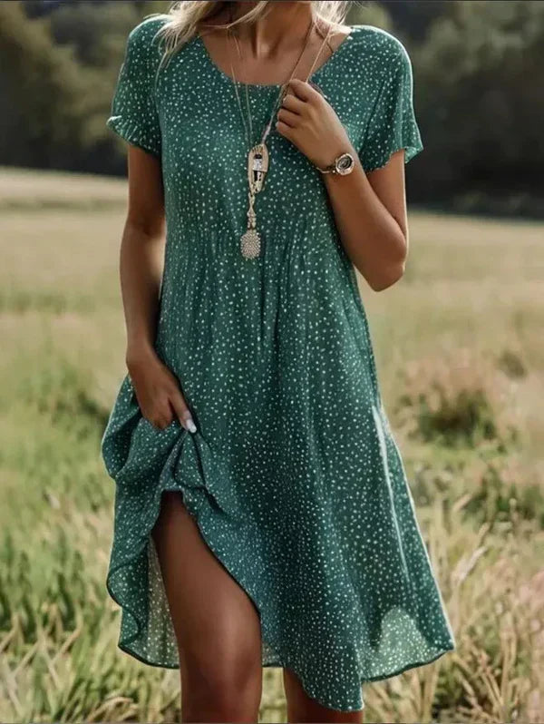 Giovana - Elegante Vestido Midi De Manga Corta