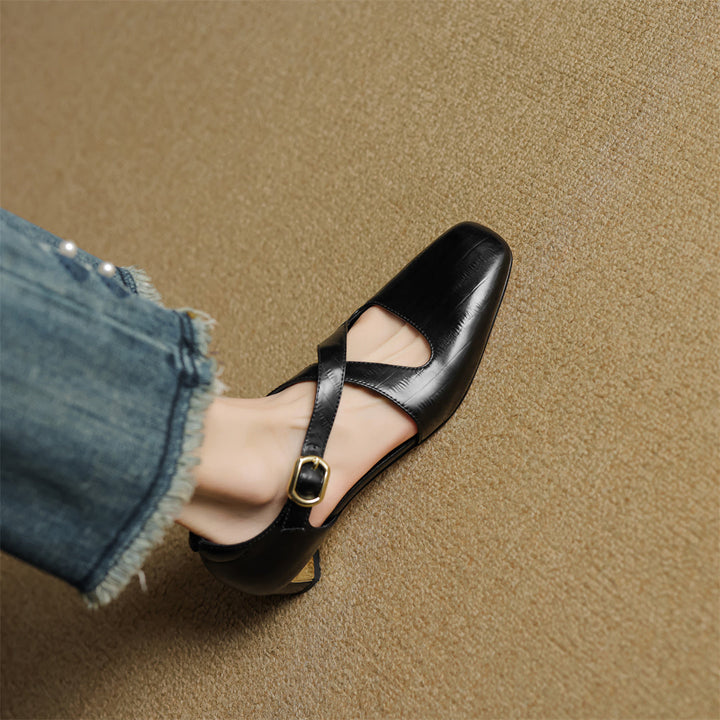 Malena - Zapatos De Cuero Con Tiras Cruzadas