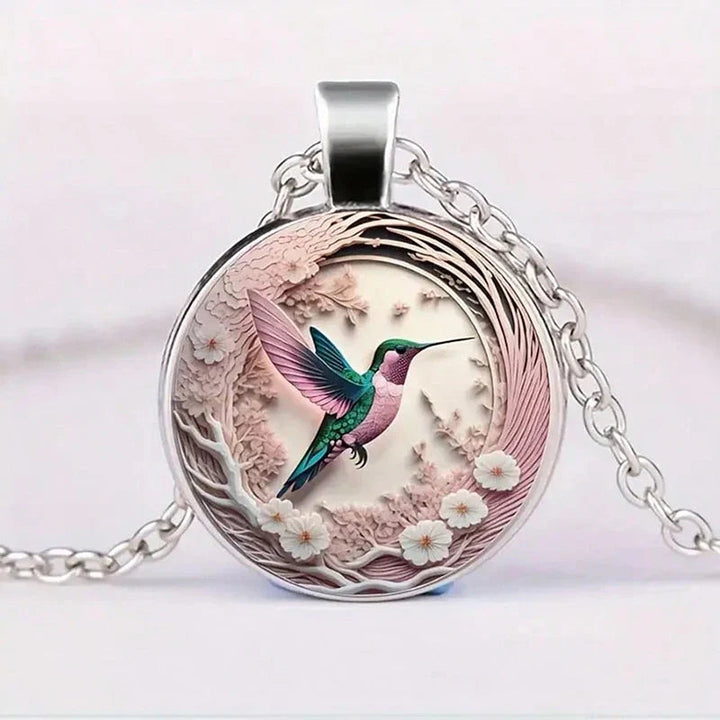 WingAura - Collar con Colgante de Cristal en forma de Colibrí