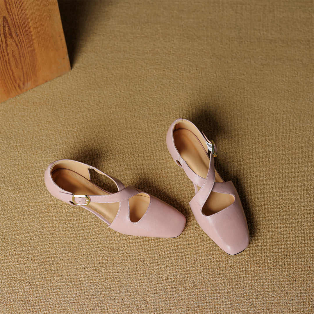 Malena - Zapatos De Cuero Con Tiras Cruzadas