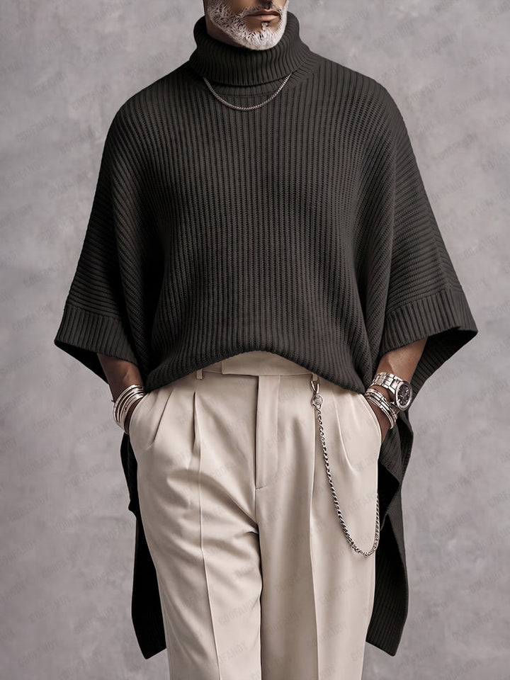 Joash - Jersey Poncho De Cuello Alto Acanalado Oversize