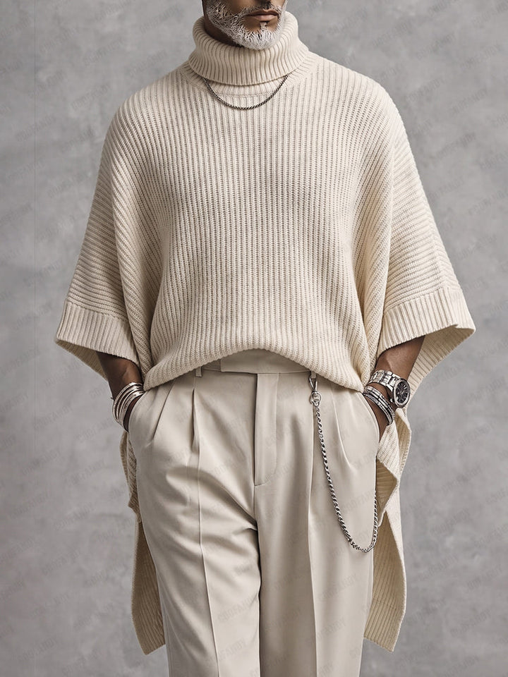 Joash - Jersey Poncho De Cuello Alto Acanalado Oversize
