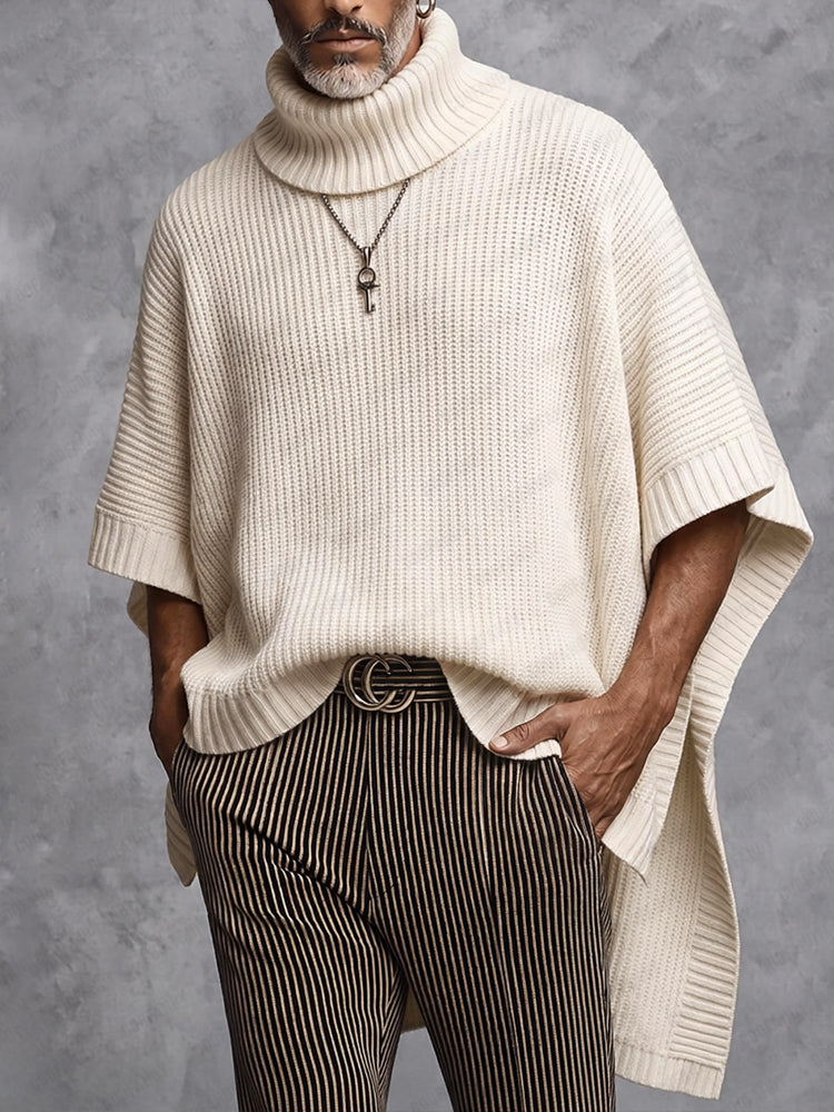 Joash - Jersey Poncho De Cuello Alto Acanalado Oversize