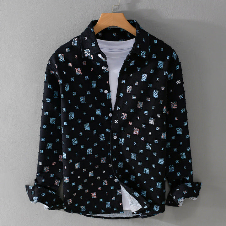Lipsey - Camisa de Manga Larga con Botones y Diseño de Cuadrados Texturizados