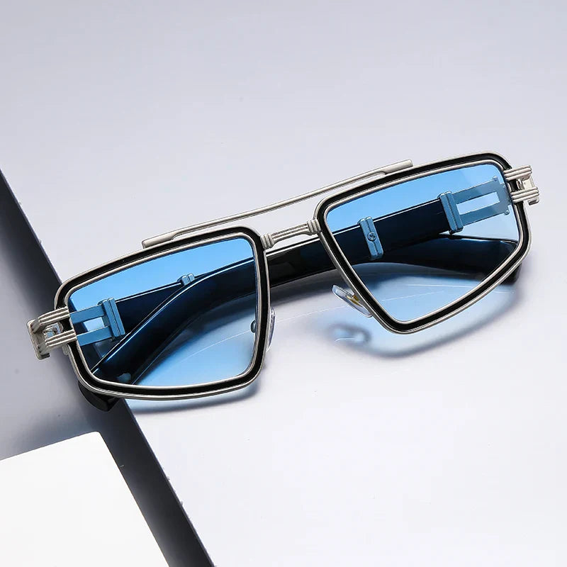 Jerold - Gafas de sol con Montura Metálica Estrecha y Geométrica