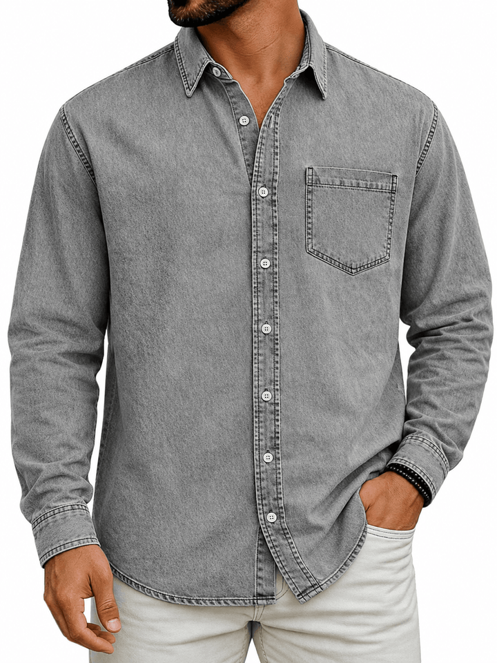 Markrem - Camisa Vaquera Con Bolsillo Delantero