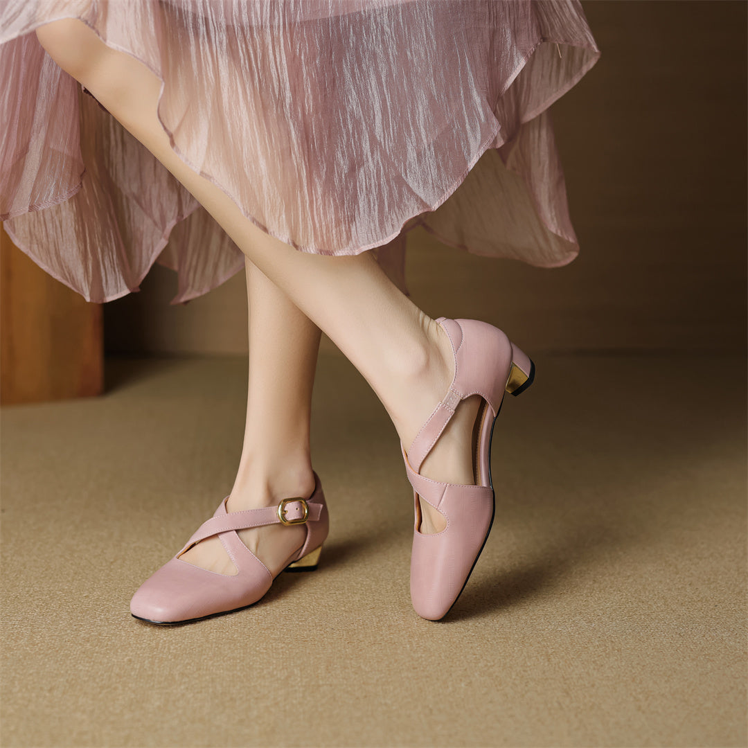 Malena - Zapatos De Cuero Con Tiras Cruzadas