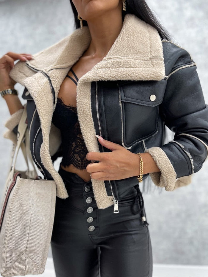 Reischl - Chaqueta Con Cremallera y Forro de Imitación de Piel de Oveja