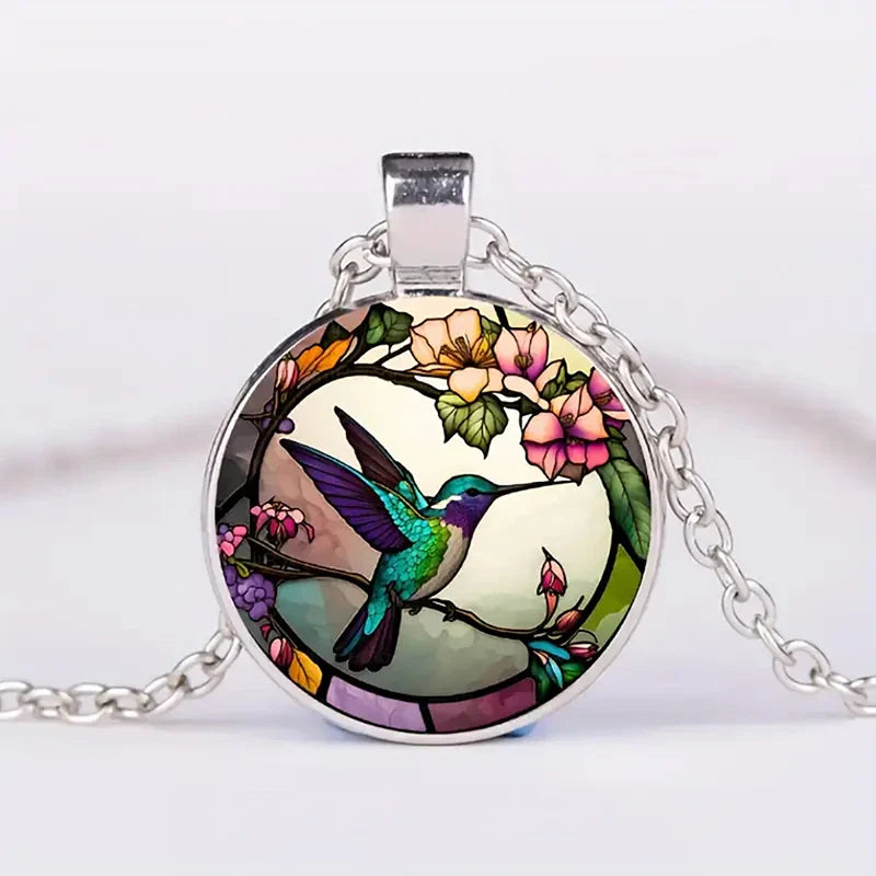 WingAura - Collar con Colgante de Cristal en forma de Colibrí