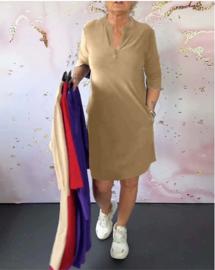 Sabela - Vestido Sencillo y Elegante Con Cuello En V