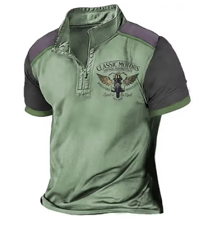 Scholte - Camiseta Polo Clásica de Motociclismo Con Medios Cremallera