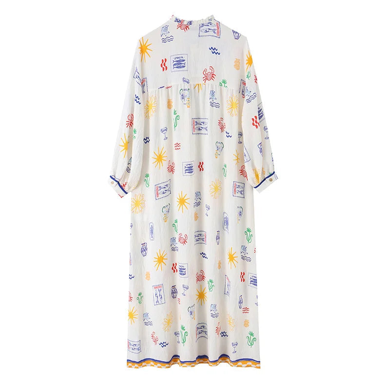 Maris - Vestido Largo Con Estampado Y Mangas