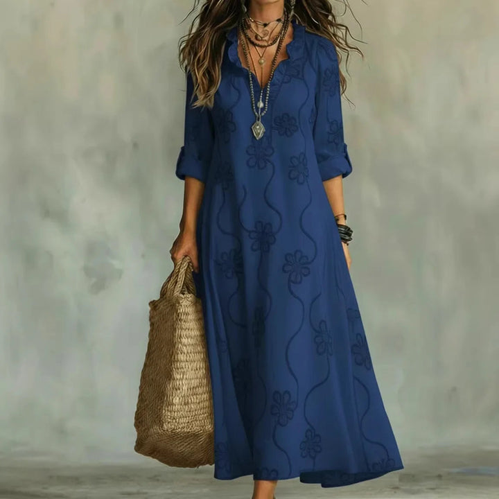 Alyxa - Vestido Largo Con Bordados Florales
