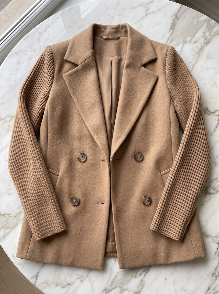 Nahide - Blazer Con Mangas Acanaladas y Cuello Con Solapas