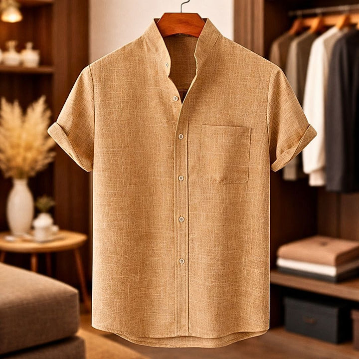 Sinzer - Camisa De Lino De Manga Corta
