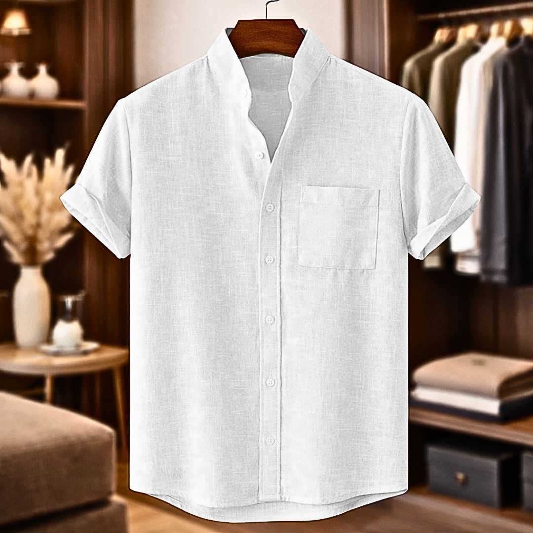 Sinzer - Camisa De Lino De Manga Corta