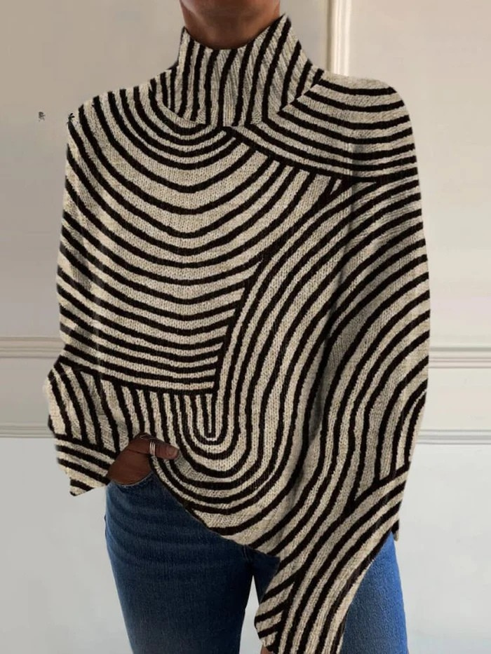 Silira - Jersey De Cuello Alto Con Diseño De Líneas