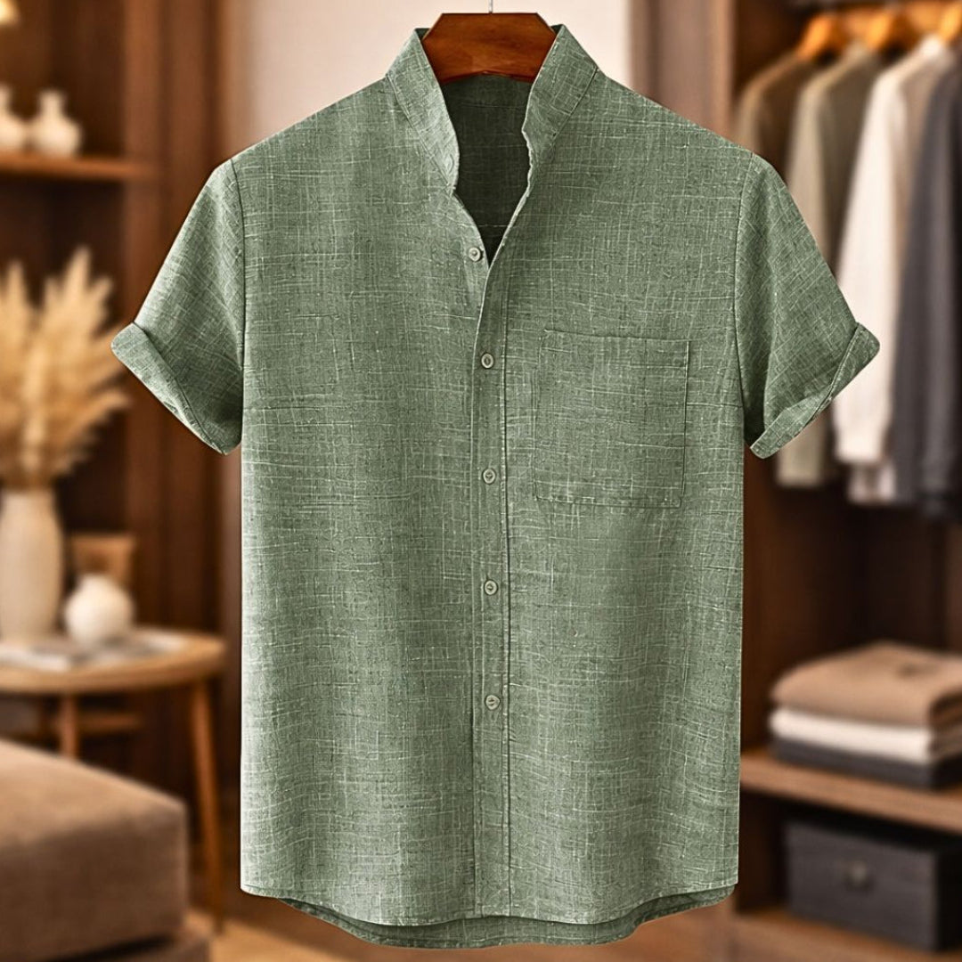 Sinzer - Camisa De Lino De Manga Corta